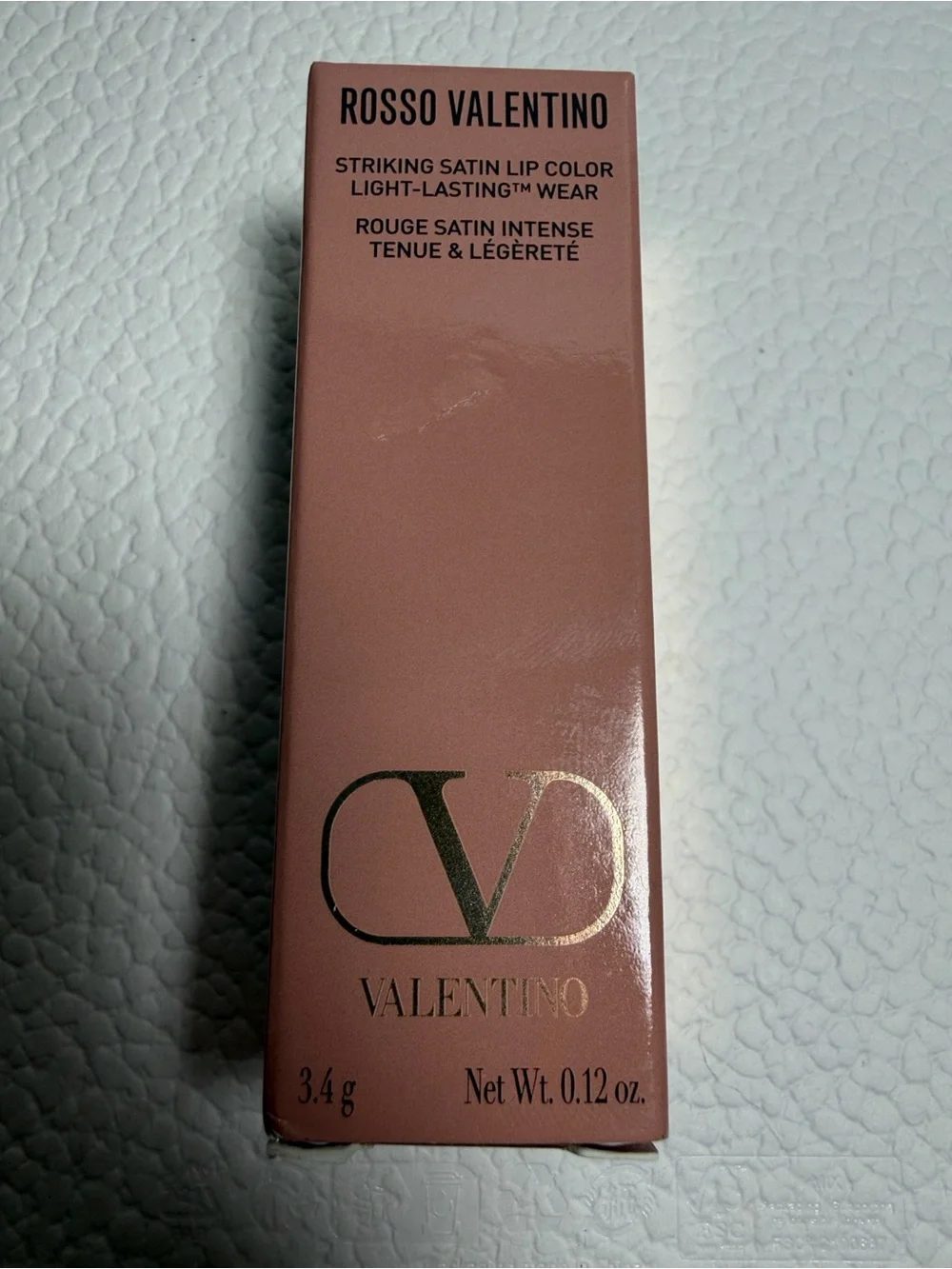 Valentino Satin Lipstick — Nude Caress (peachy nude)
